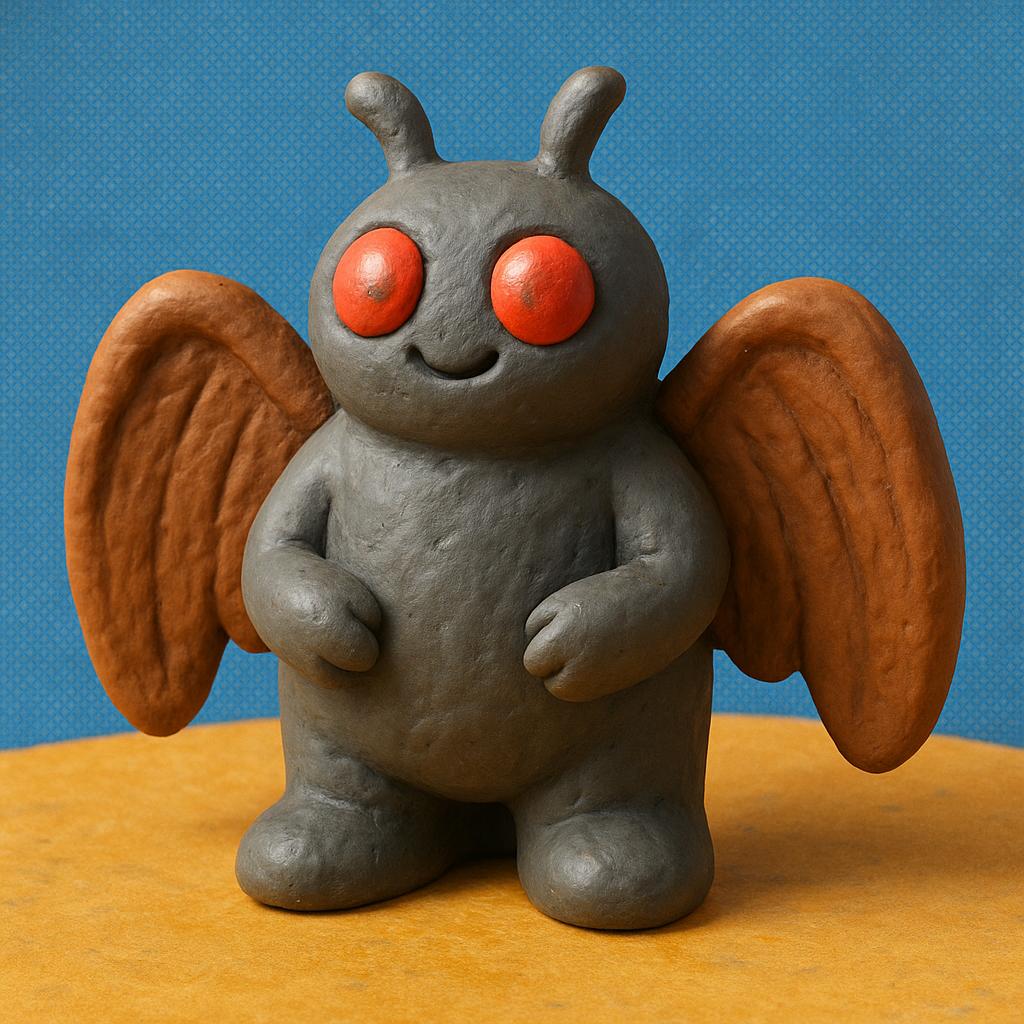 small mothman made out of clay