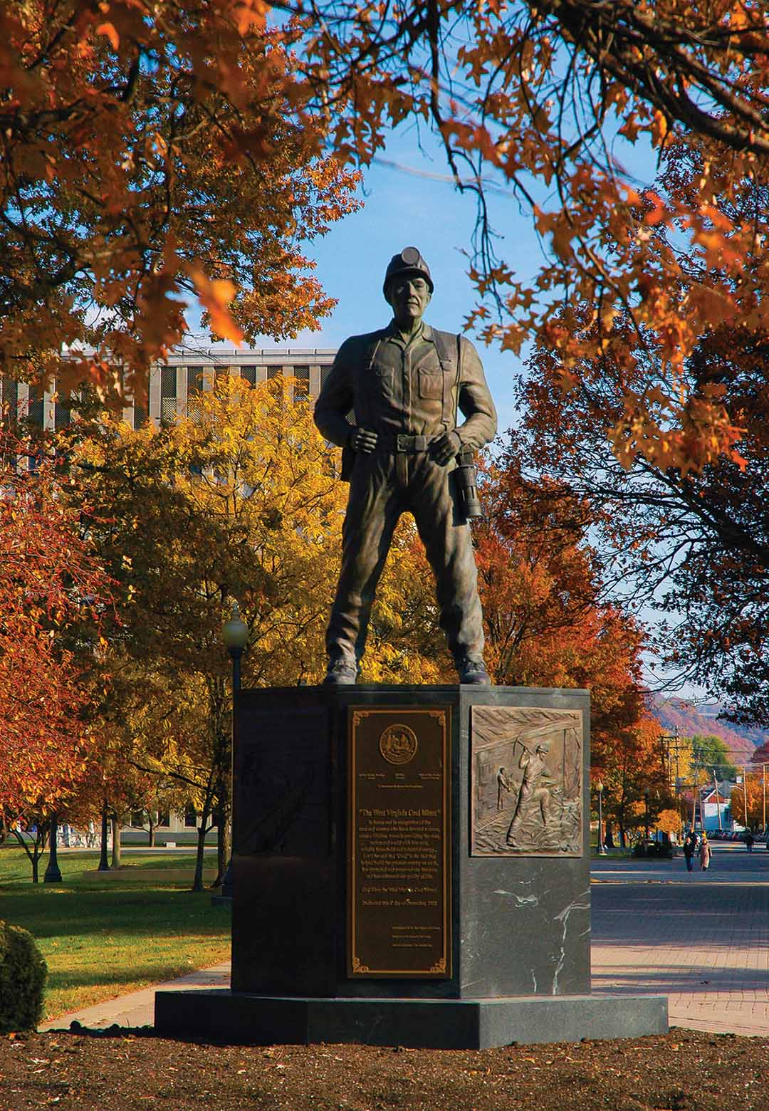 Coal Miner Statue in fall
