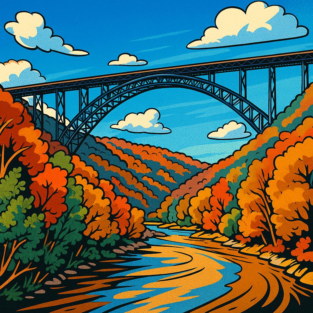 New River Gorge bridge cartoonized