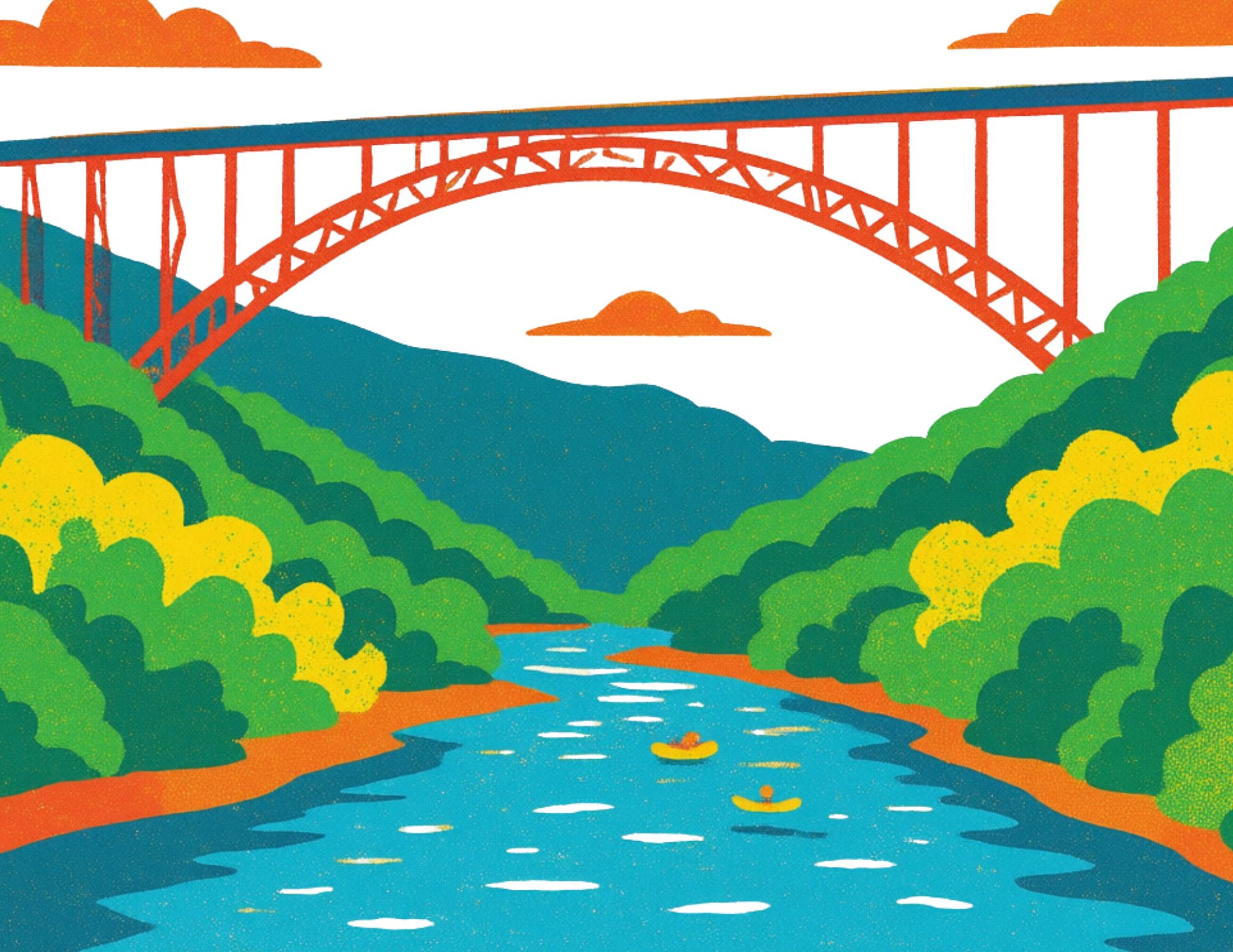 New River Gorge bridge cartoonized