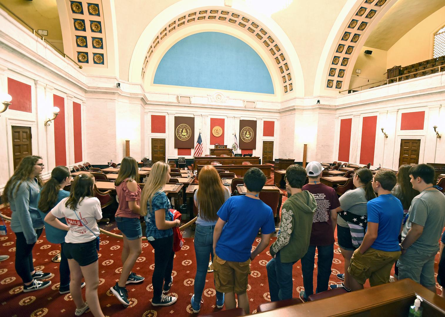Students in the Senate Chambers